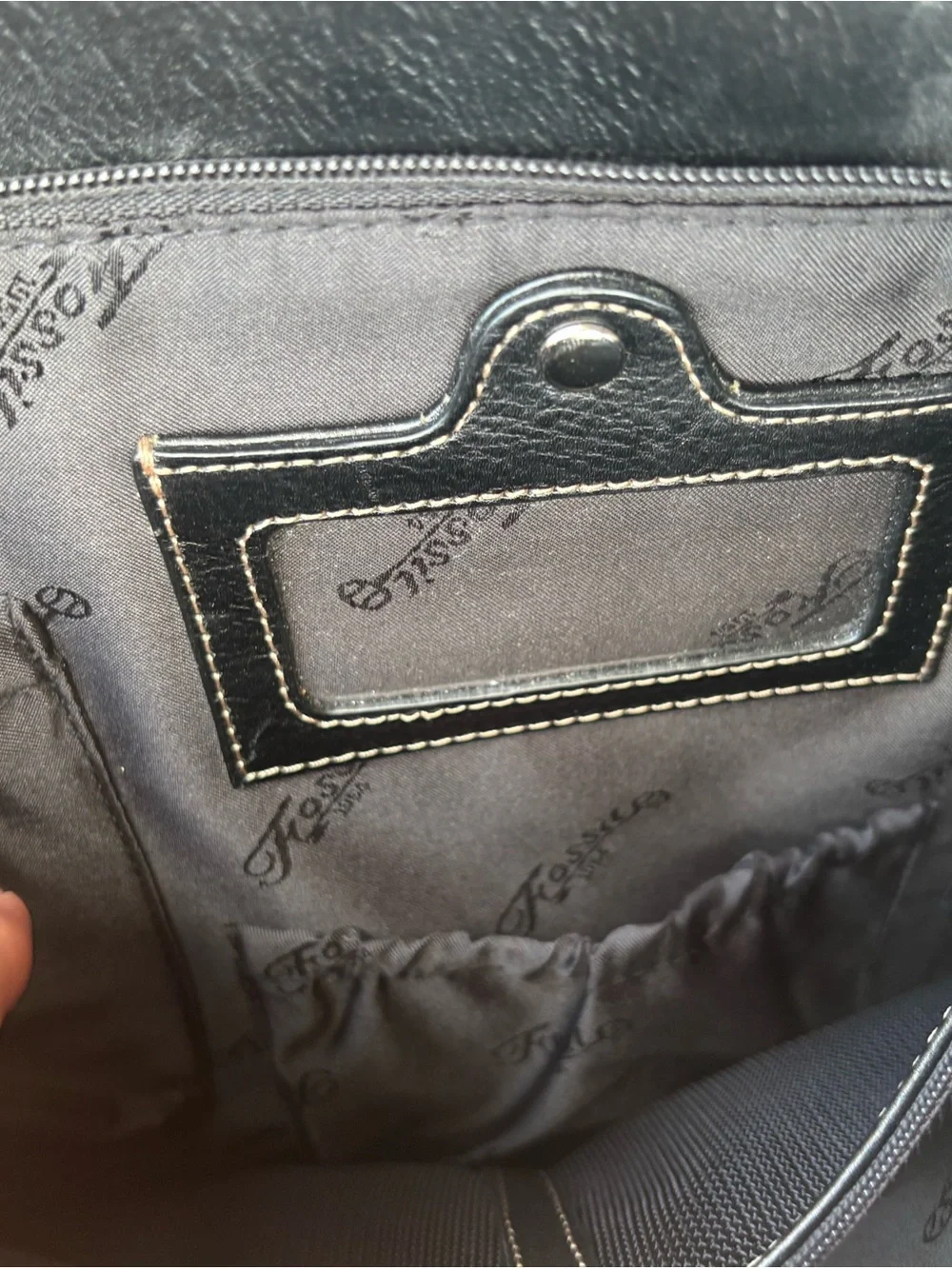 Fossil Black Leather Laptop Briefcase with Removable Strap